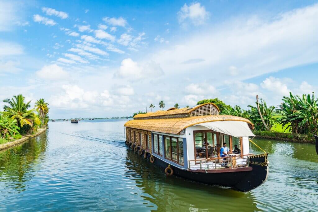 beautiful house boat on backwaters in Alleppey, Kerala